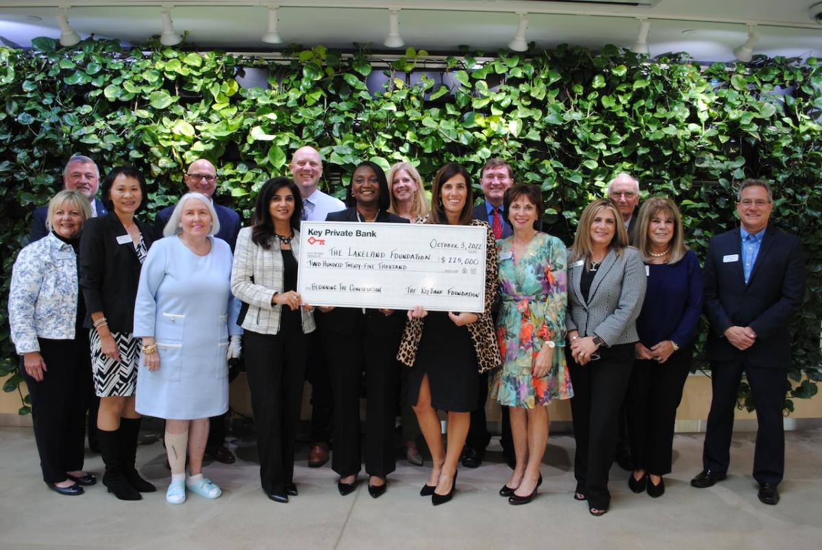 Representatives from KeyBank and The Lakeland Foundation shown with a $225,000 grant check.