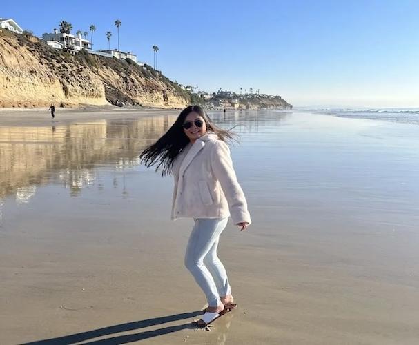 Lea-Angela shown on a beach.