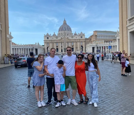 Leia with her family in London.