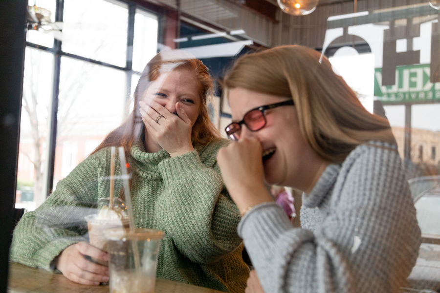 Lindsey Chambers laughing with someone