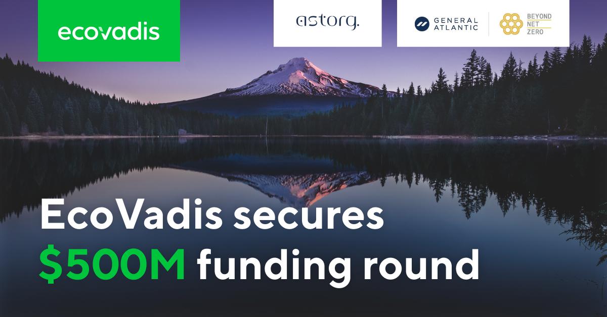 Banner reading, "EcoVadis secures $500M funding round"