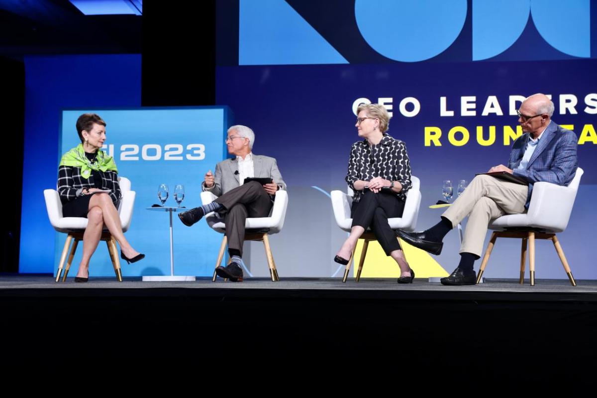 L-R: Lynn Good, chair, president and CEO, Duke Energy; Pedro Pizarro, president and CEO of Edison International; Maria Pope, president and CEO, Portland General Electric; and Warner Baxter, executive chairman, Ameren Corporation.