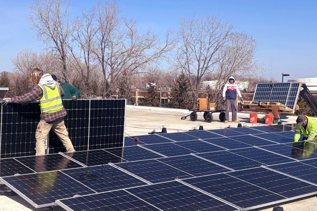Solar Panel installation (photo from Sunrise Banks)