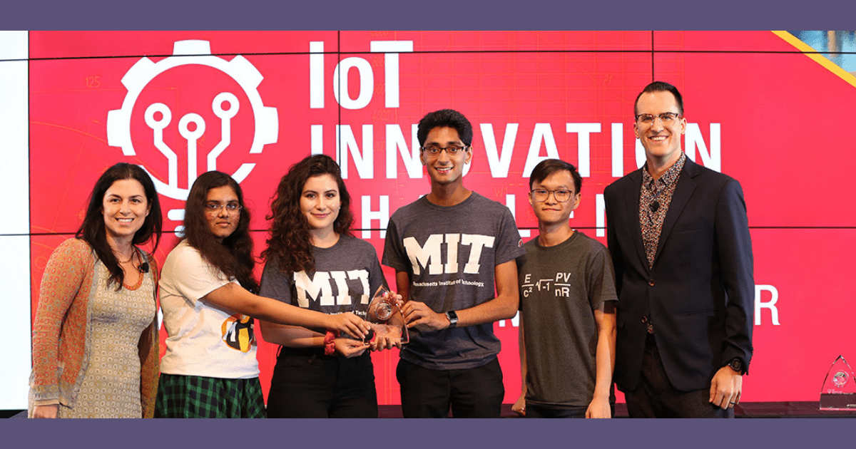 Pictured: Marie Hattar, Senior Vice President and Chief Marketing Officer at Keysight, and Daniel Bogdanoff award first prize in the 2019 Keysight Innovation Challenge to Gabriella Garcia and her colleagues from MIT. Pictured: Marie Hattar, Senior Vice President and Chief Marketing Officer at Keysight, and Daniel Bogdanoff award first prize in the 2019 Keysight Innovation Challenge to Gabriella Garcia and her colleagues from MIT.