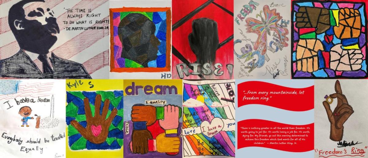Collage of art in honor of Dr. Martin Luther King Jr.
