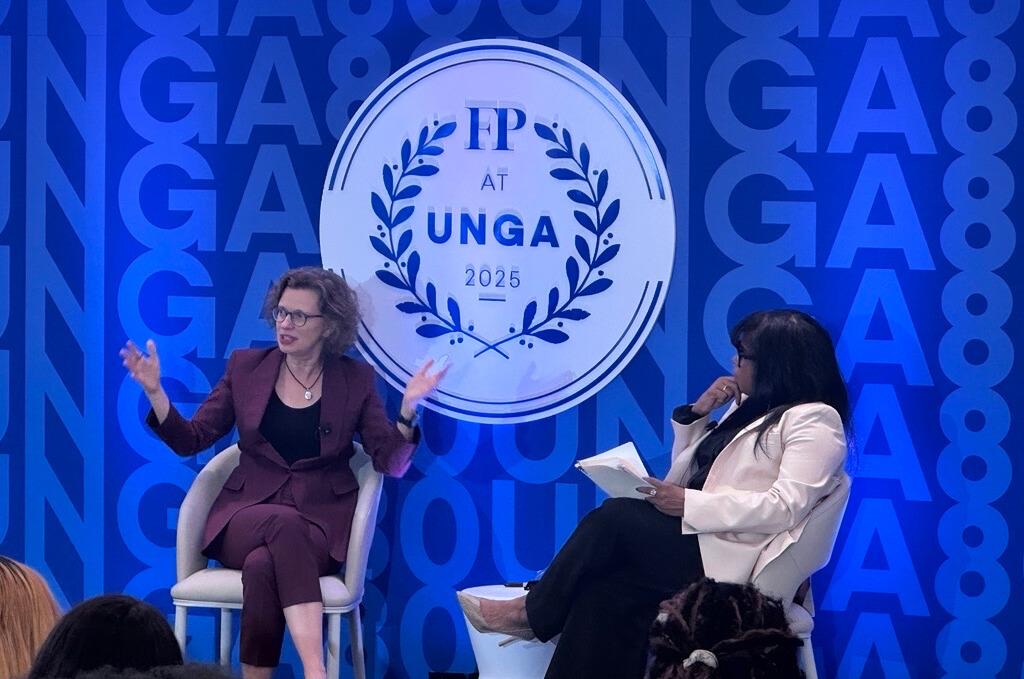 CARE President Michelle Nunn speaks on stage