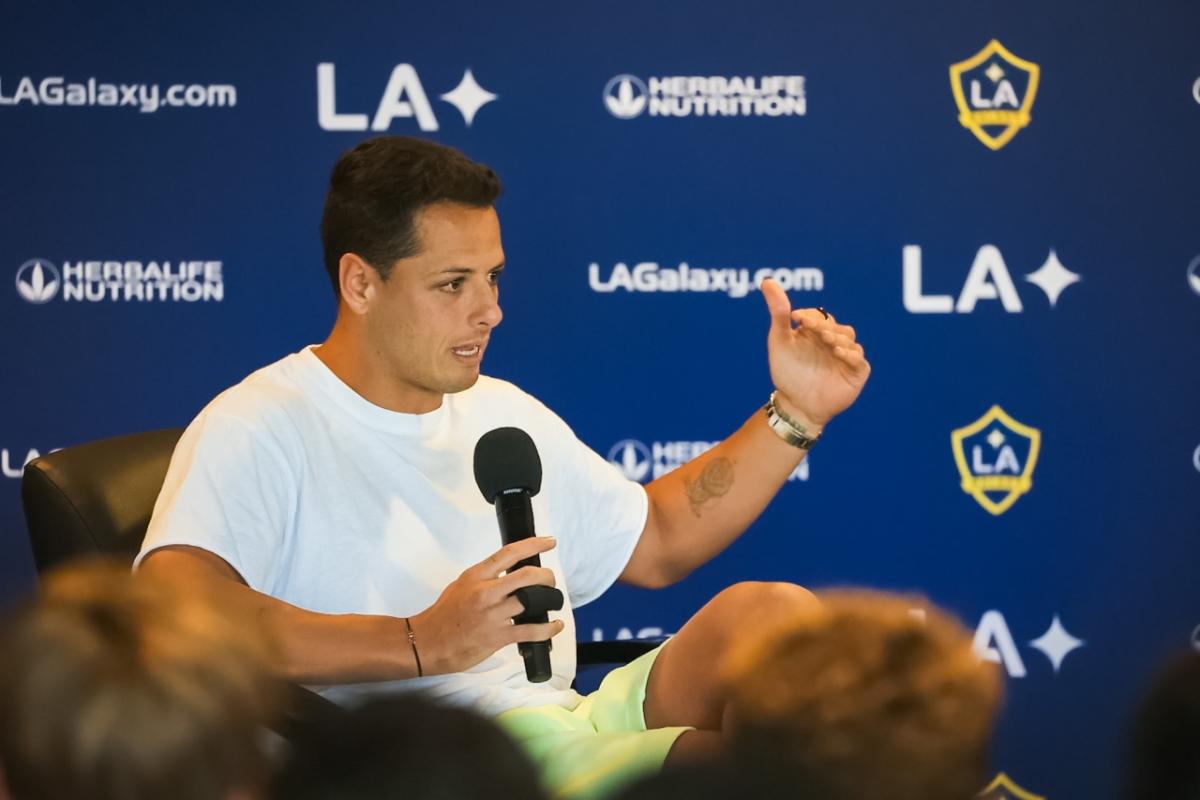 LA Galaxy’s Javier “Chicharito” Hernandez addresses LA Galaxy Youth Academy players, Major League Soccer employees, members of the Cal State Dominguez Hills women's soccer team, and AEG employees in recognition of Mental Health Awareness Month