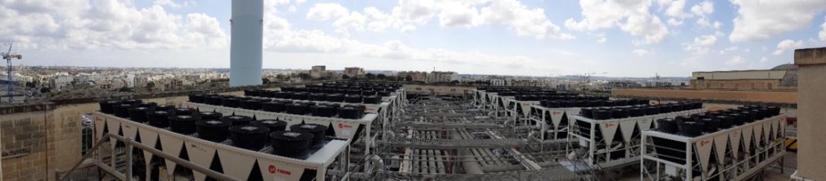 Rooftop view of the Mater Dei Hospital in Malta