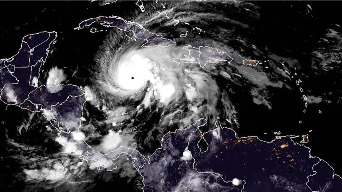 Hurricane Melissa as seen on Oct. 27, 2025 tracking towards Jamaica and Cuba. Direct Relief is responding to medical needs in the region. (NOAA image)