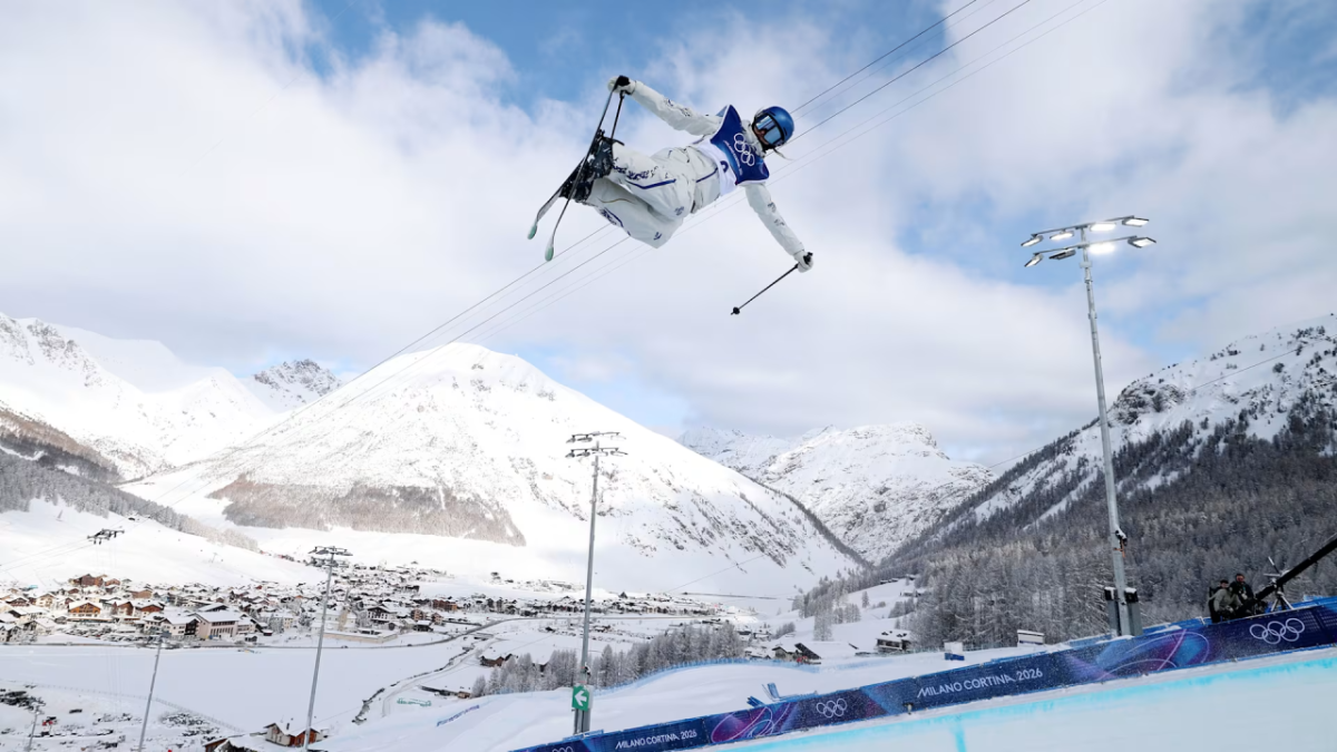 Skier flying through the air