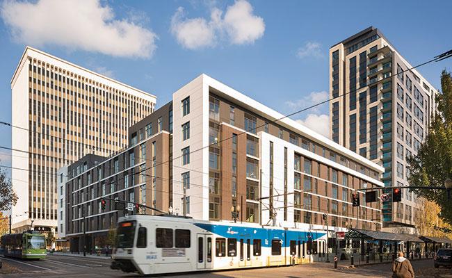 Built according to the eco-district framework, Hassalo on Eighth integrates significant savings in energy, water, and waste streams. Photo courtesy of Lara Swimmer