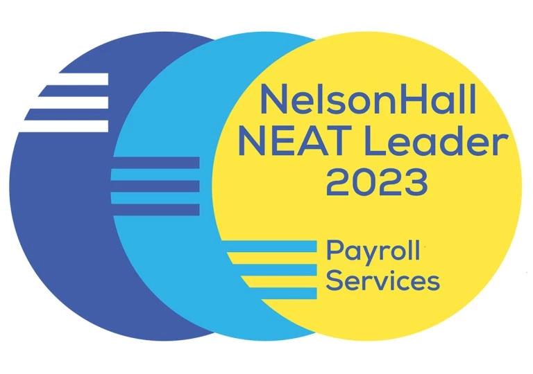 NelsonHall NEAT Leader 2023 Payroll Services badge.