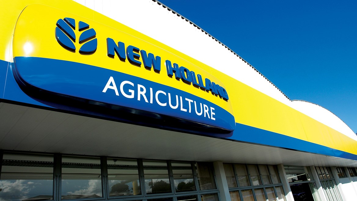New Holland Agriculture sign on awning