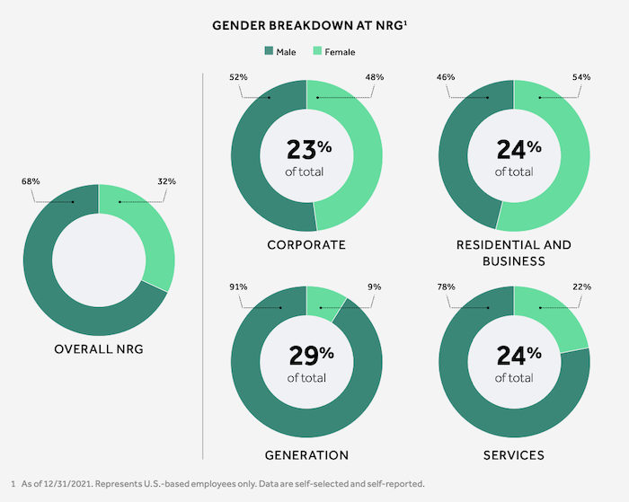 Gender breakdown chart at NRG Energy.