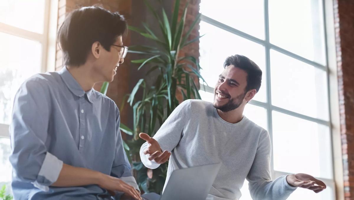 Two people having a discussion.