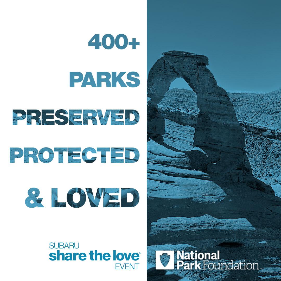 "400+ PARKS PRESERVED PROTECTED & LOVED"