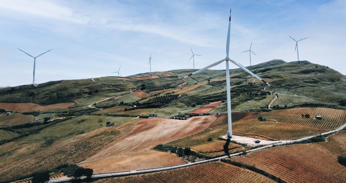 wind turbines on a hill