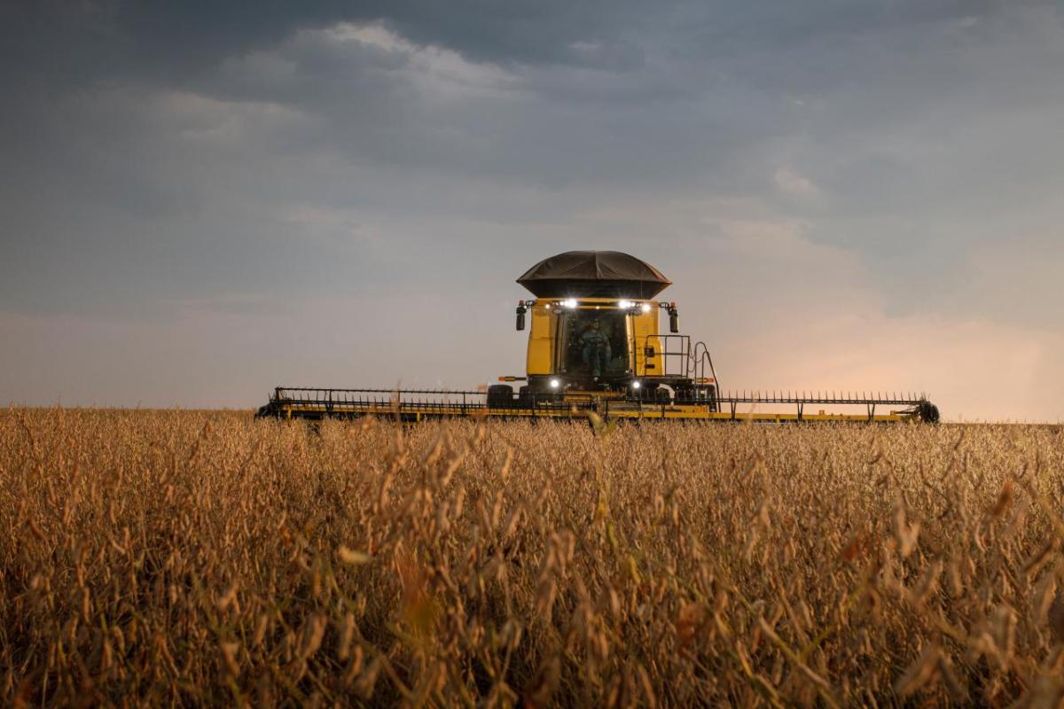 Harvester in field