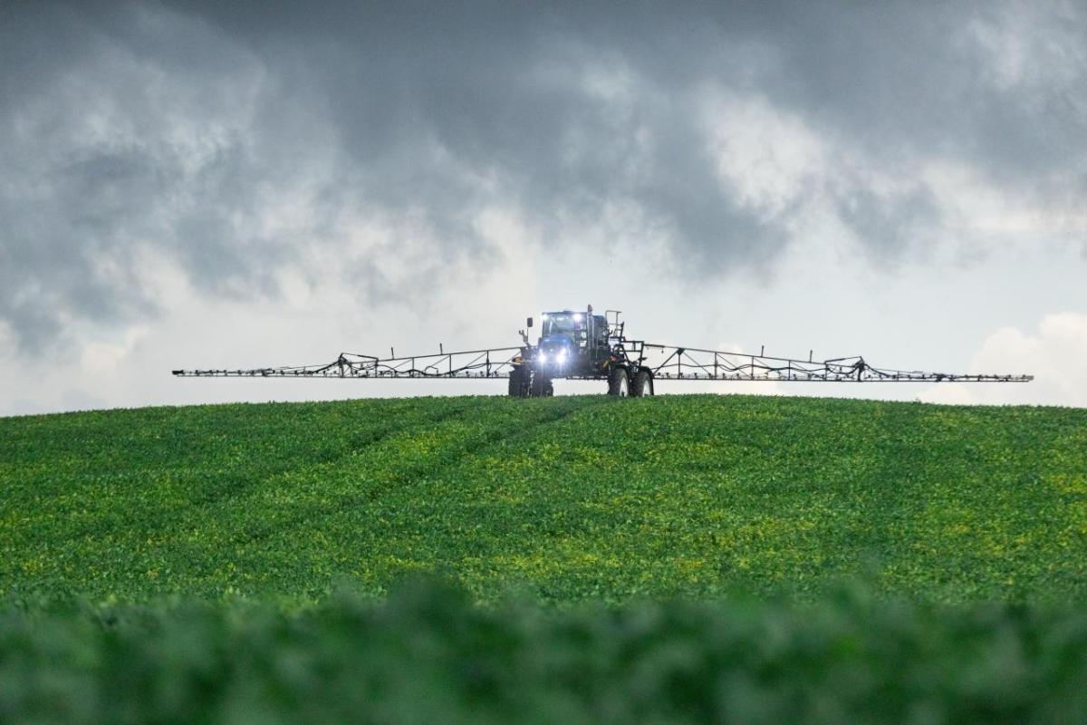 Harvester in field