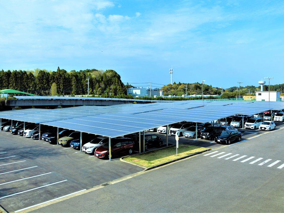 solar panels above parking lot