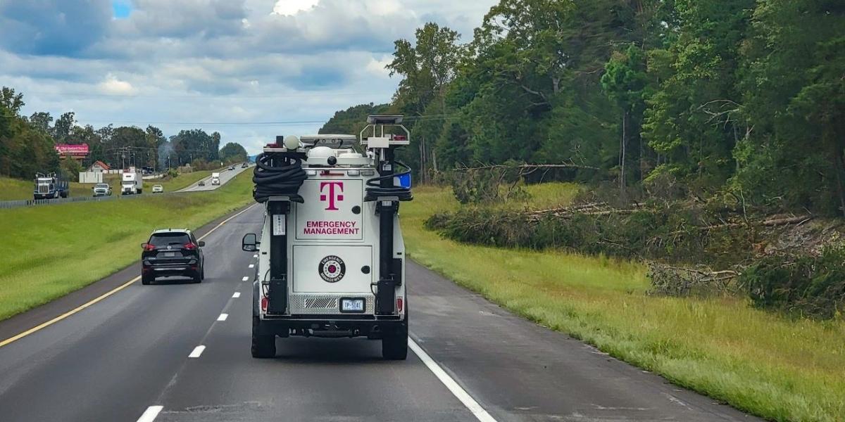 T‑Mobile Emergency Response vehicle en‑route to Florida on Tuesday, Oct. 8, 2024. " "