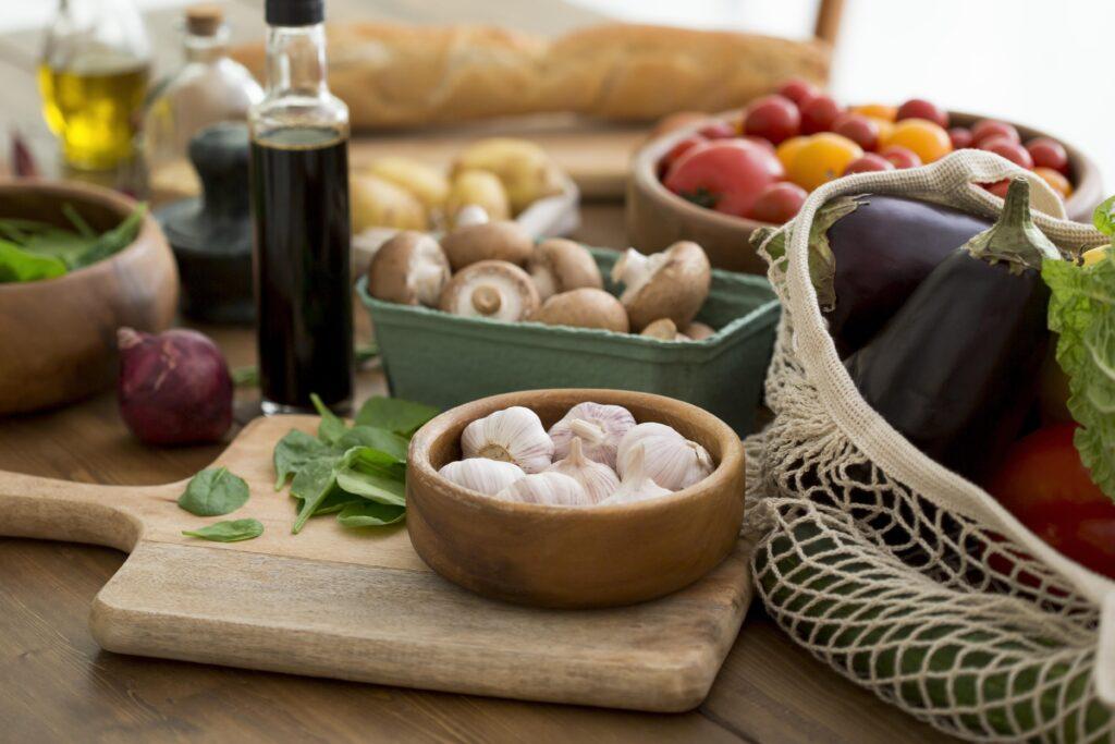 Vegetables prepared for a healthy meal.