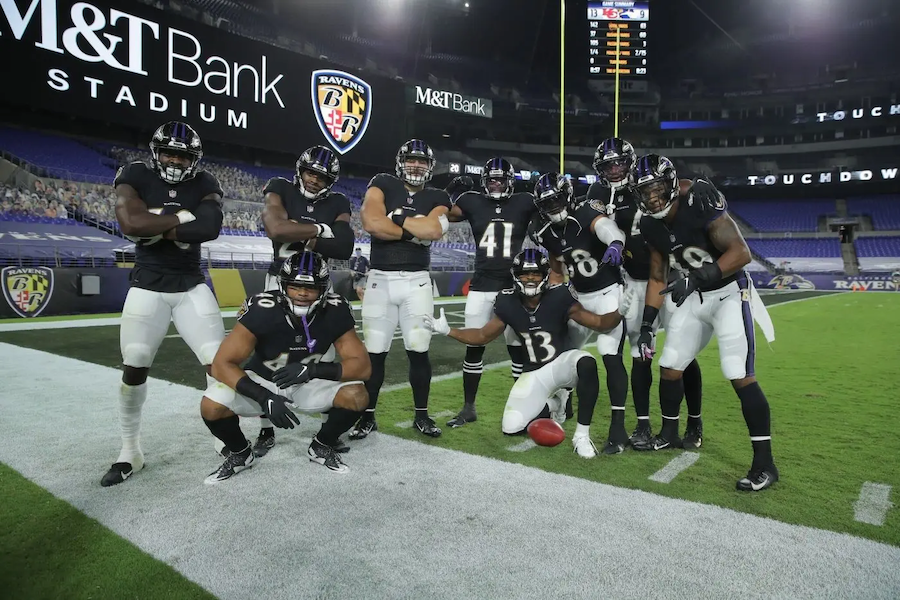 Otaro playing with the Baltimore Ravens.