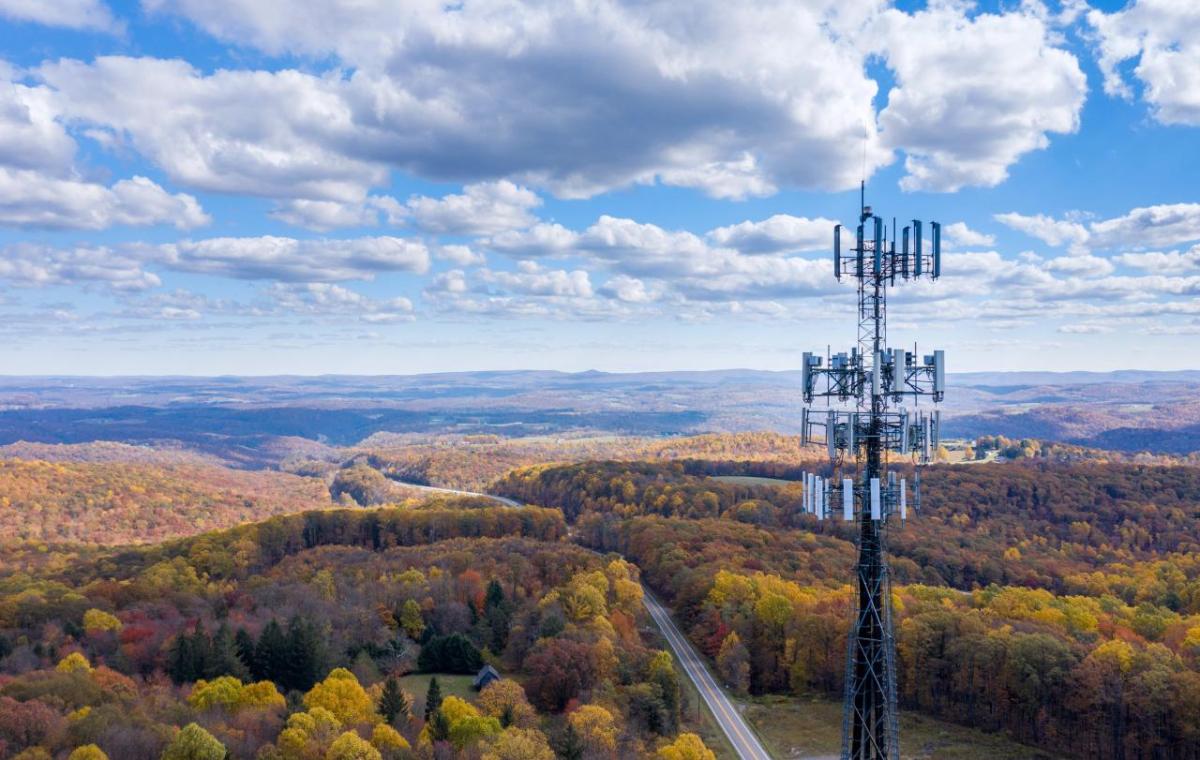 Tower shown in a beautiful field.