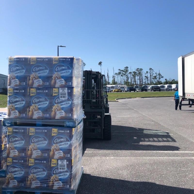 Pallets of Charmin toilet paper