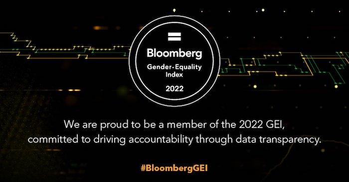 Bloomberg Gender Equity Index 2022. We are proud to be a member of the 2022 GEI , committed to driving accountability through data transparency.