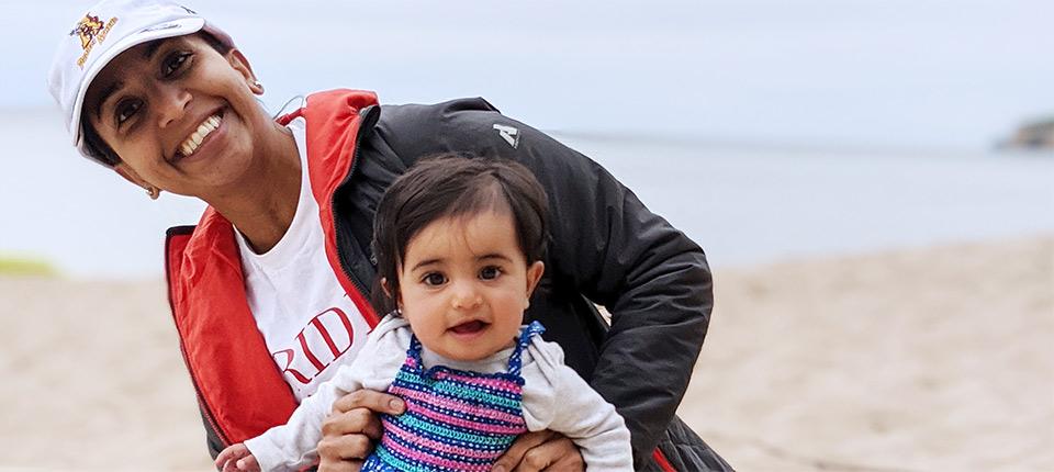 Arwa Kassamali and her young daughter