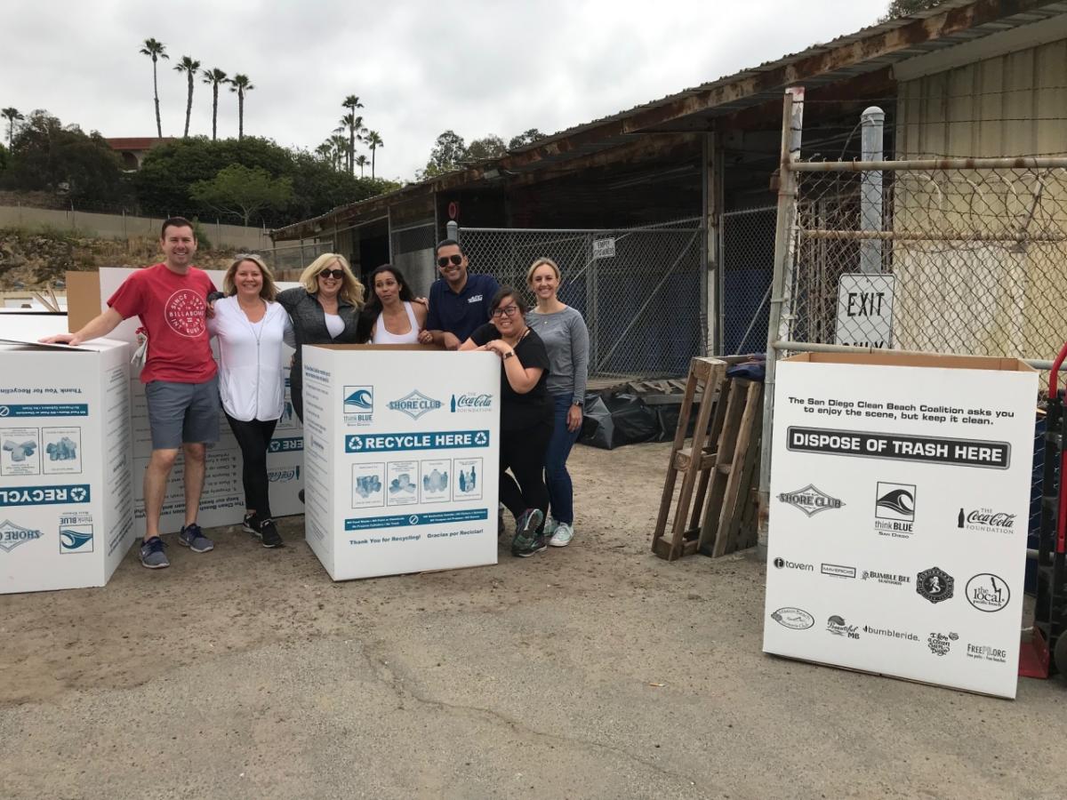 AEG Facilities’ Pechanga Arena San Diego and Goldenvoice staff team up with ‘I Love A Clean San Diego’ (ILACSD) to assemble nearly 90 temporary trash cans and recycling bins to be placed along San Diego beaches on June 26, 2019.