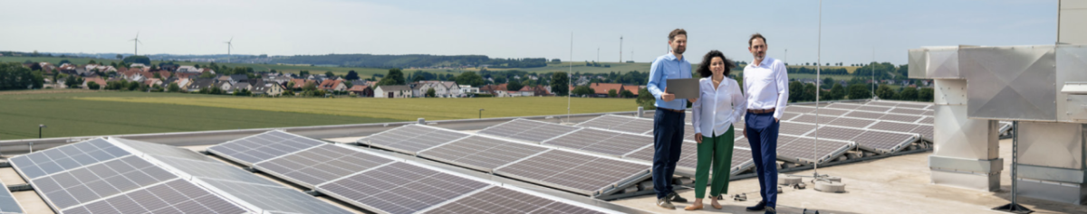 People looking at solar panels