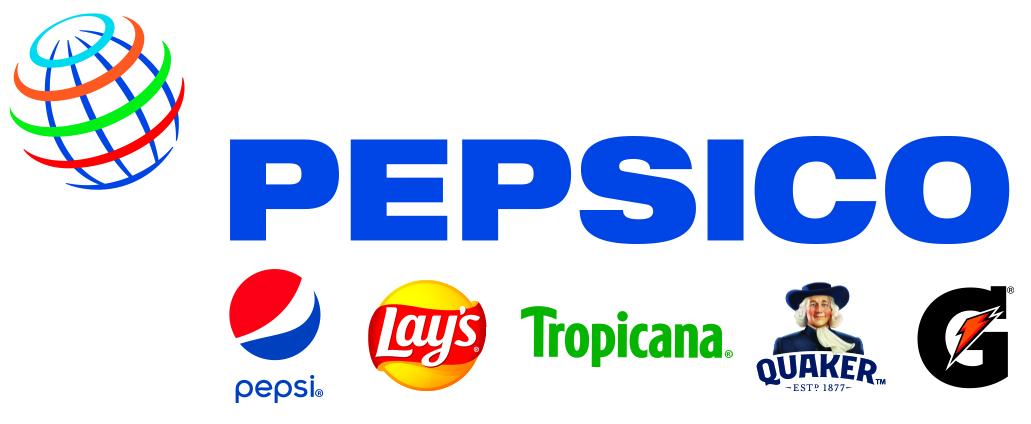 logos for PepsiCo, Pepsi, Lay's, Tropicana, Quaker Oats, and Gatorade