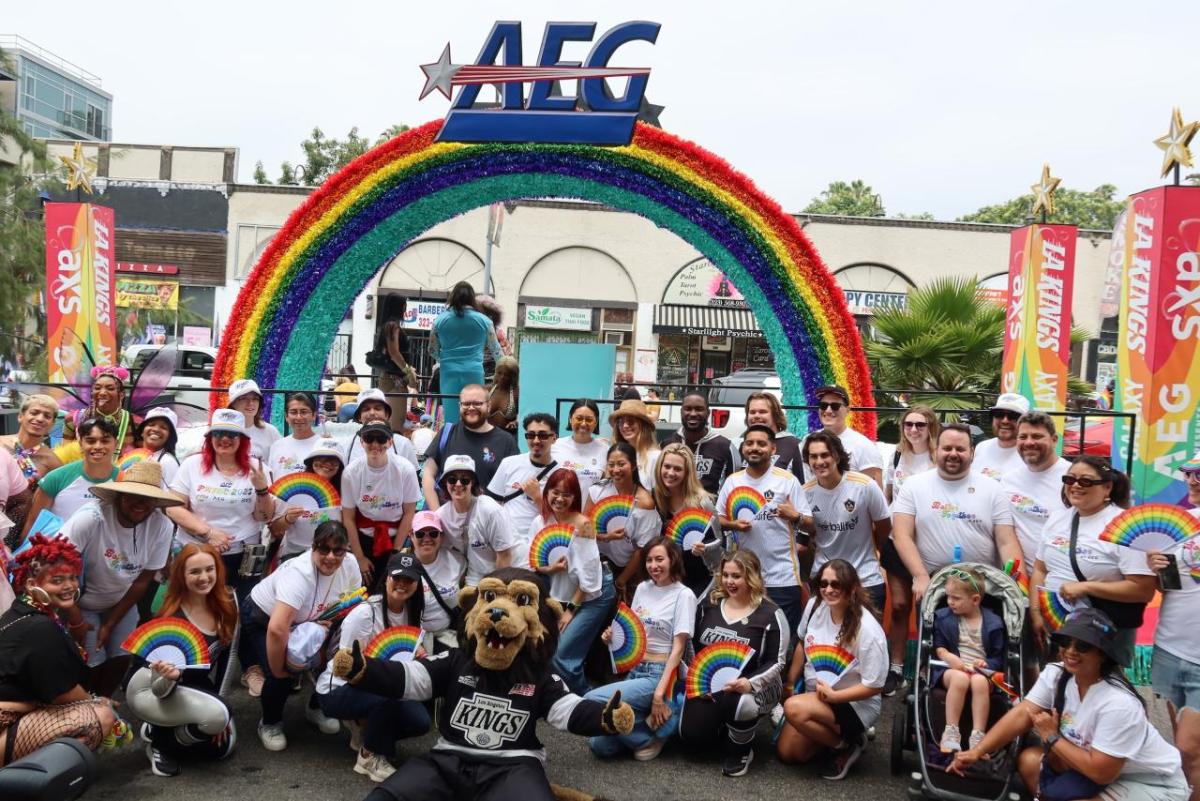 More than 50 employees from AEG and its Southern California business divisions including AXS, AEG Presents, Crypto.com Arena, Dignity Health Sports Park, the LA Galaxy, LA Kings, marched at the LA Pride parade.