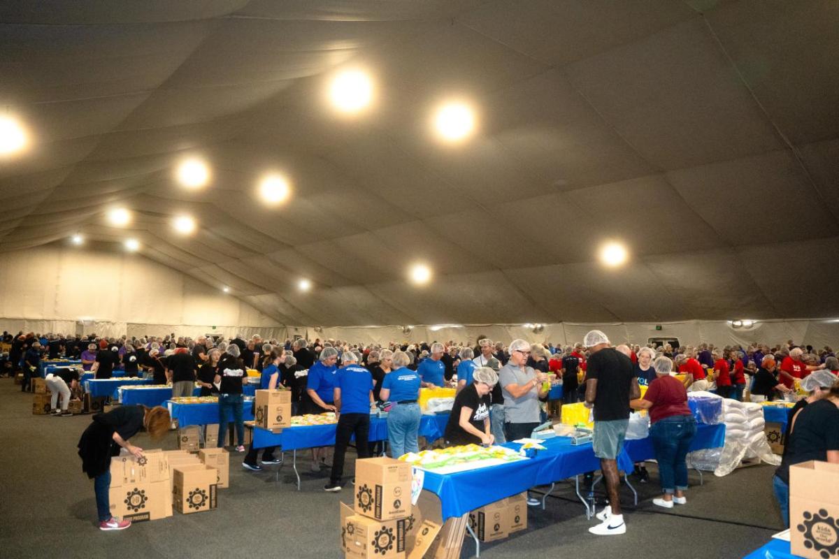 Over 1,000 volunteers supported the 9/11 Day Meal Pack at L.A. LIVE.