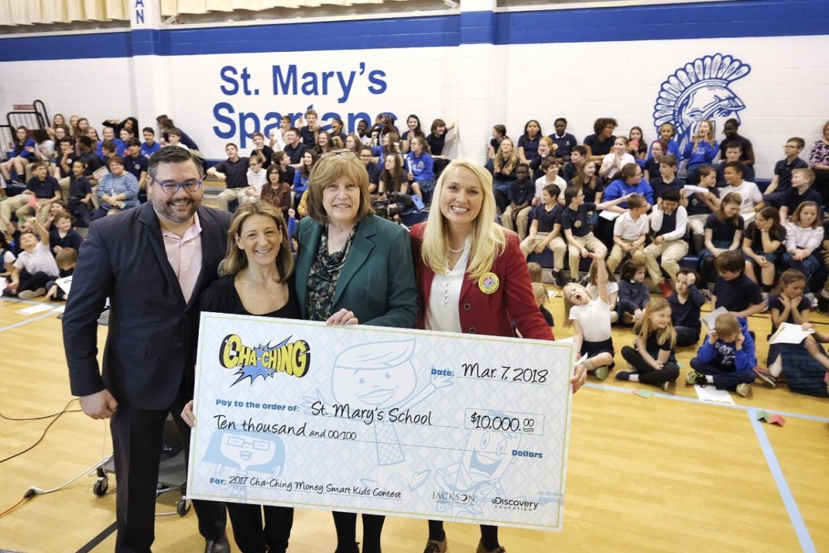 Cha-Ching Money Smart Kids! Awards St. Mary's Elementary School $10,000, a fun financial literacy event and $1,000 for a Charity of their Choice