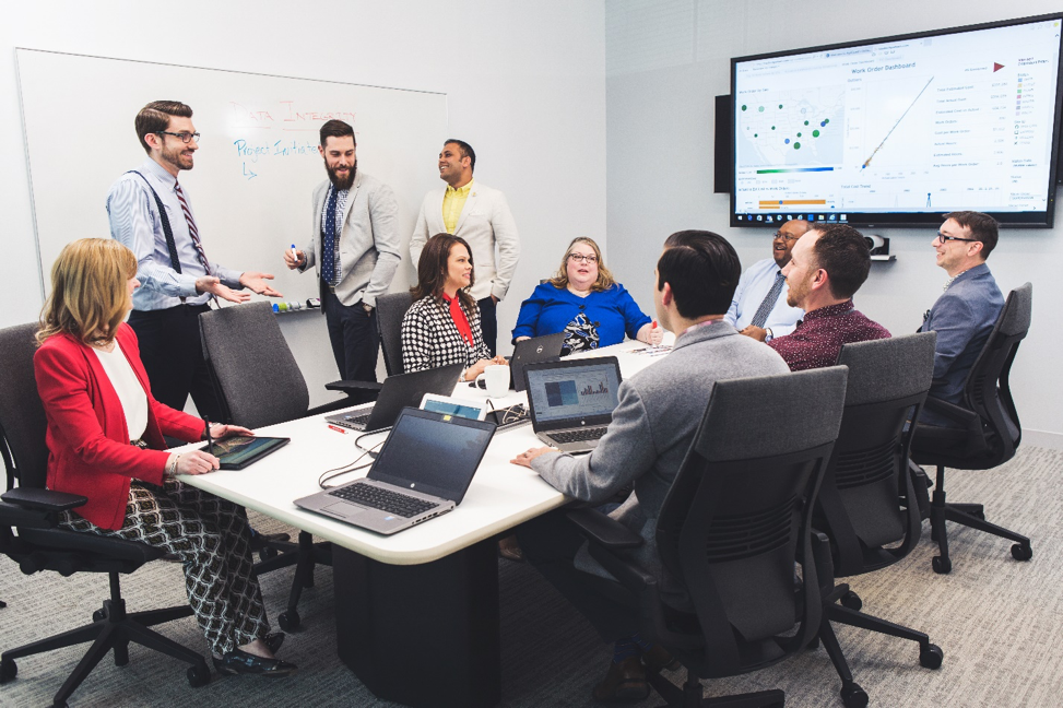 Booz Allen employees collaborating in Chantilly, VA
