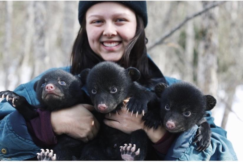 Noelle with bear cubs