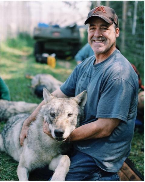 Tim with wolf