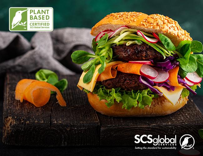 SCS Plant-based Certification with a large sandwich