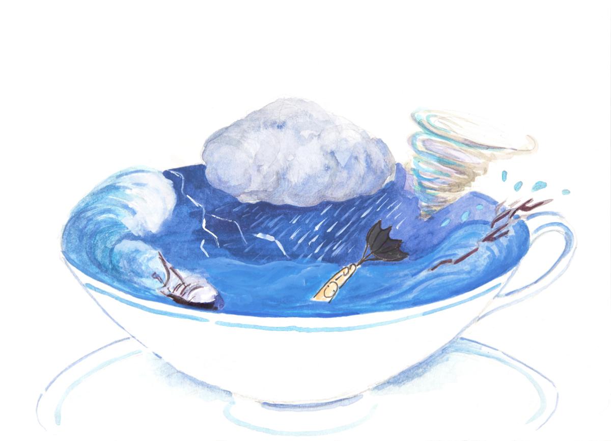 Teacup with polar vortex inside