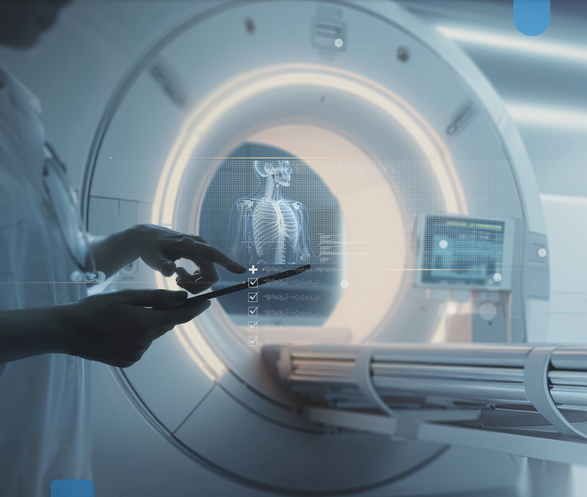Doctor shown using an MRI.