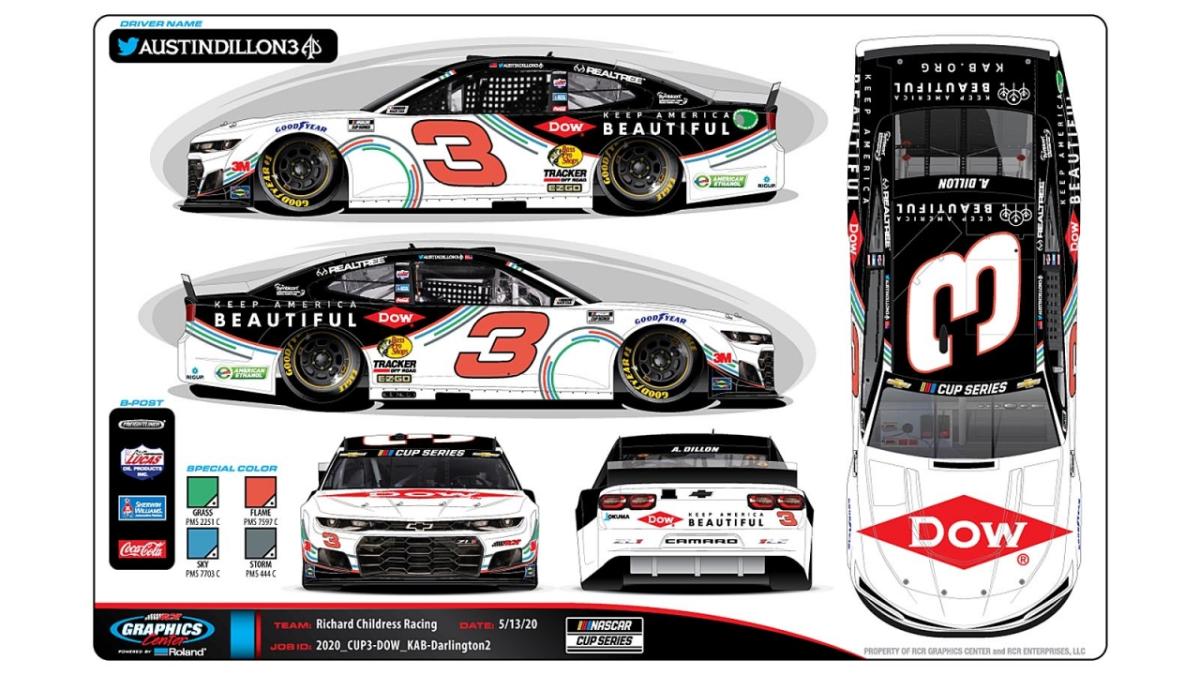 Thanks to a long-standing partnership with Dow, Richard Childress Racing will feature Keep America Beautiful® on the No. 3 Chevrolet driven by Daytona 500 Champion Austin Dillon when NASCAR races at Darlington Raceway on Wednesday, May 20.