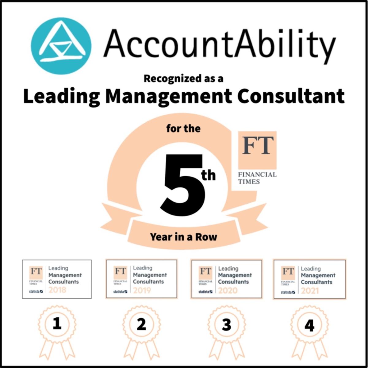 The Financial Times Recognizes AccountAbility as a Leading Management Consultant for the 5th Year in a Row