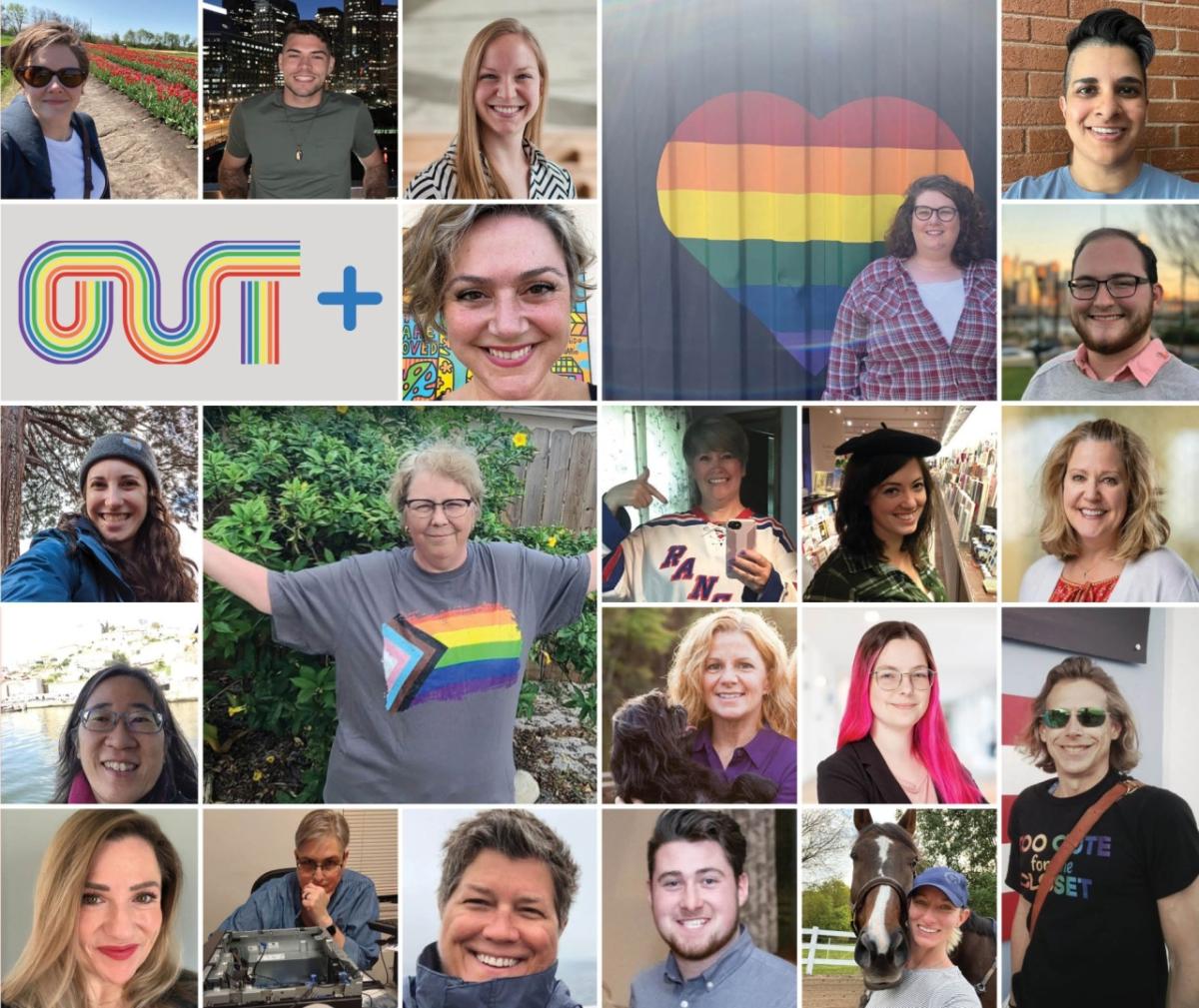 Collage of employees in CRB's Out+Allies employee resource group