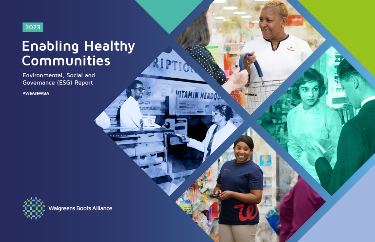 Walgreens Boots Alliance 2023 ESG Report Cover: Enabling Healthy Communities
