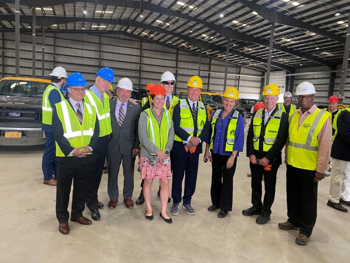 Ørsted Head of Market Affairs for New England, David Ortiz, Eversource President and CEO Joe Nolan, New London Mayor Michael Passero, CT Department of Energy and Environmental Protection Commissioner Katie Dykes, CT Port Authority Chairman David Kooris, Connecticut Governor Ned Lamont, U.S. Secretary of Energy Jennifer Granholm, U.S. Congressman Joe Courtney, CT Port Authority Interim Executive Director Ulysses Hammond.