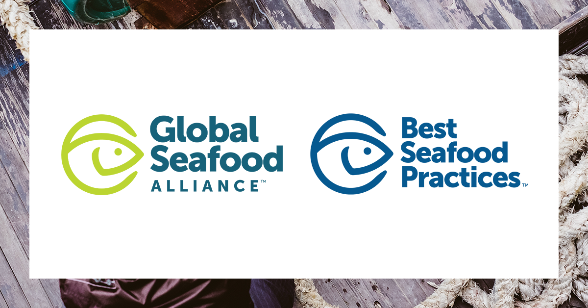 Logos for Global Seafood Alliance and Best Seafood Practices