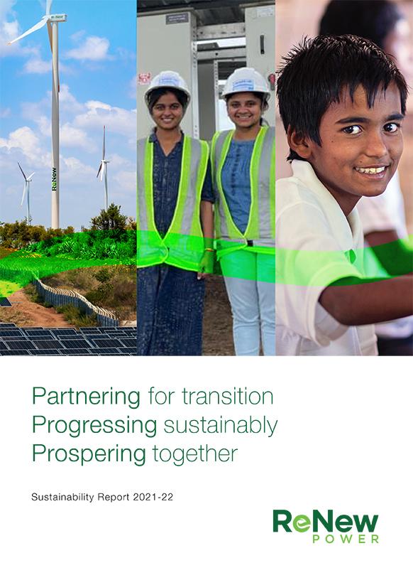 ReNew power Sustainability report cover 2021-2022